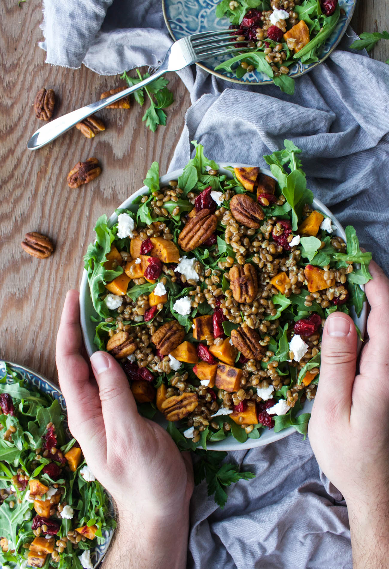 Holiday Glow Salad with Roasted Cranberry, Sweet Potato and Wheat berry