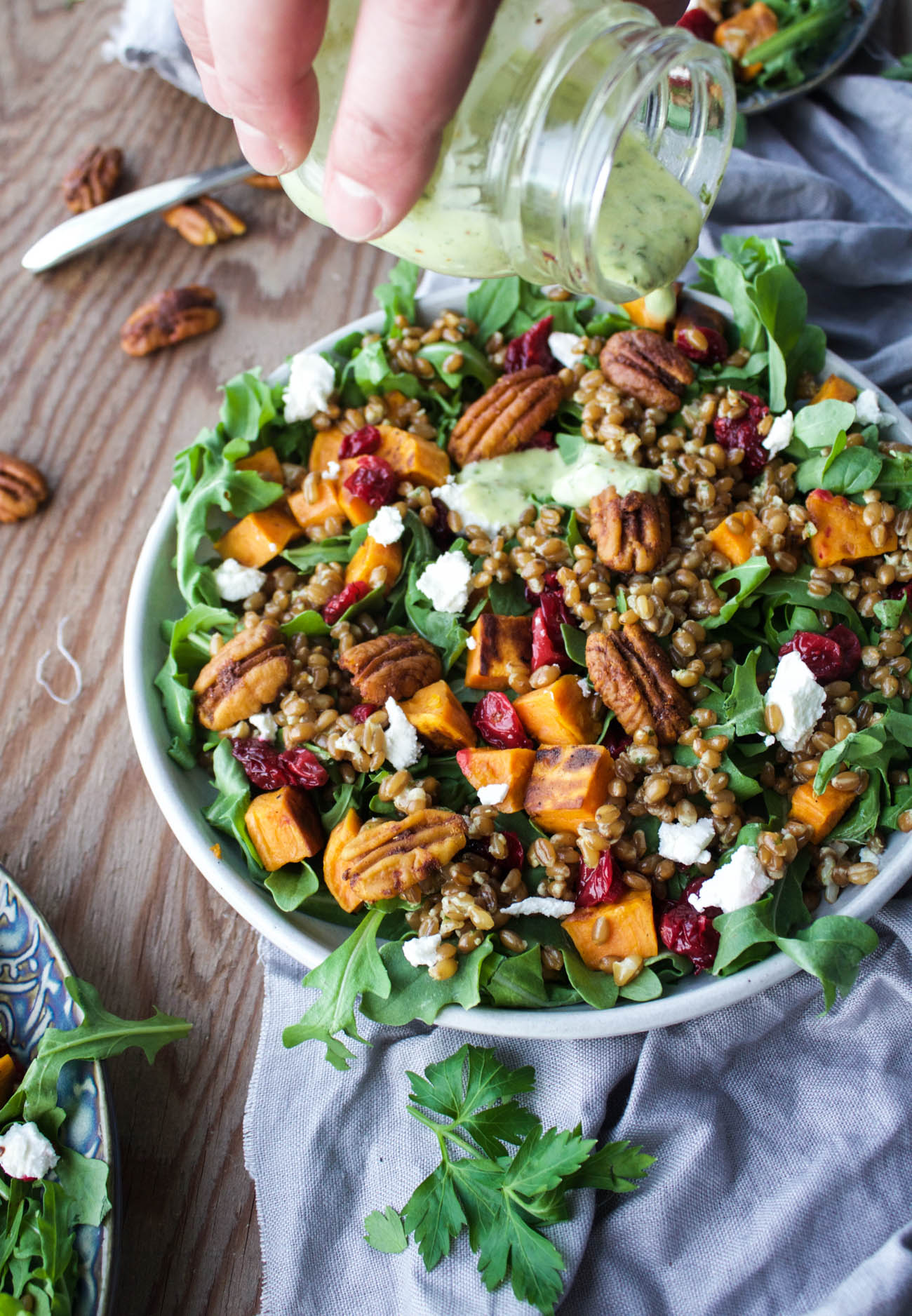 Holiday Glow Salad with Roasted Cranberry, Sweet Potato and Wheat berry
