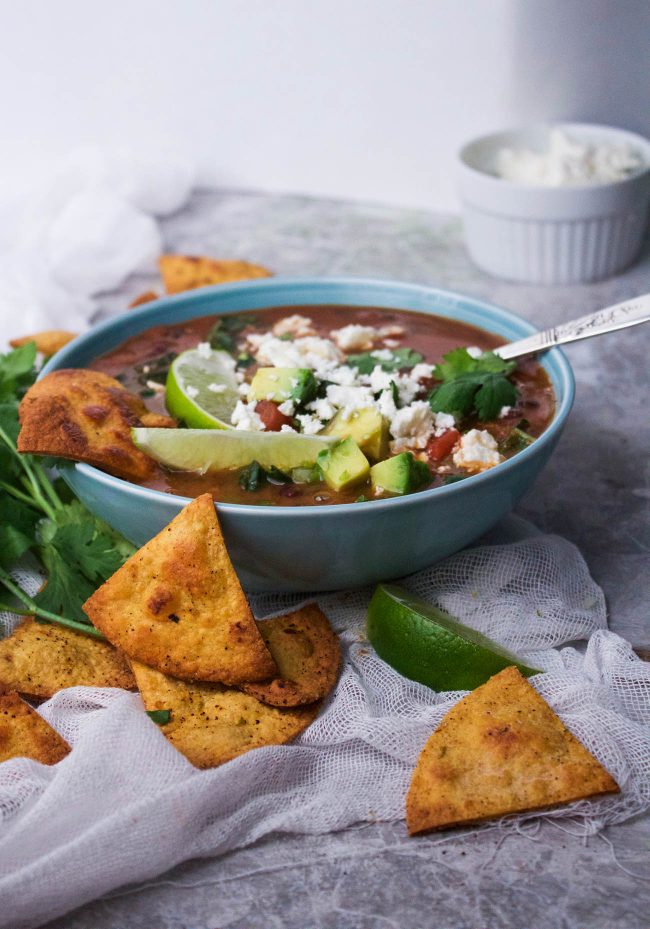 Smoky Mexican Soup With Chili Lime Nacho Chips