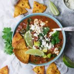 Smoky Tortilla Soup with Chilli Lime Nacho Chips