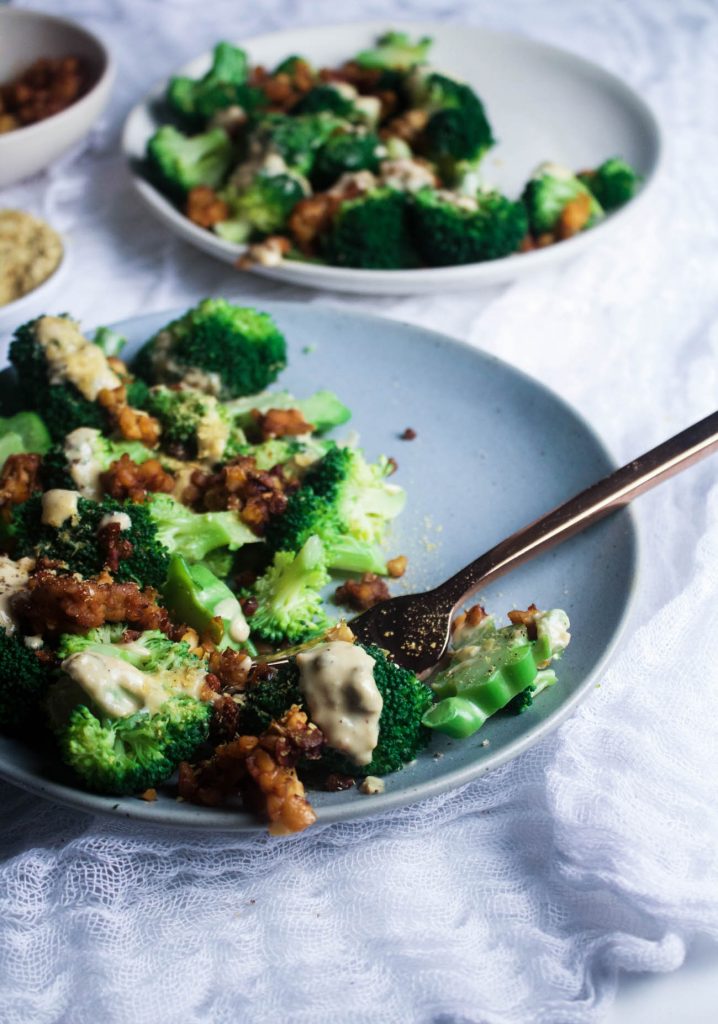 Broccoli Caesar with Smoky Tempeh Bits From The First Mess Cookbook 