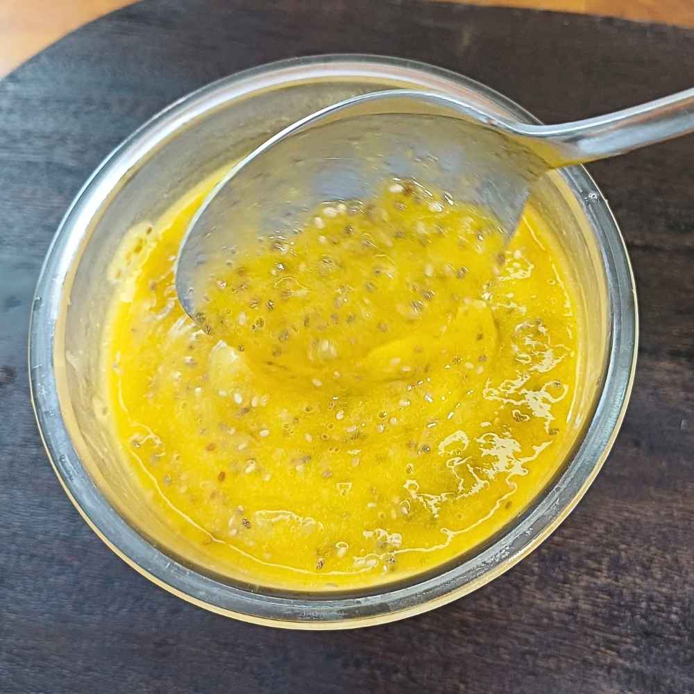 mango chia seed pudding in the container