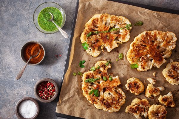 Cauliflower Steaks Salsa Verde.