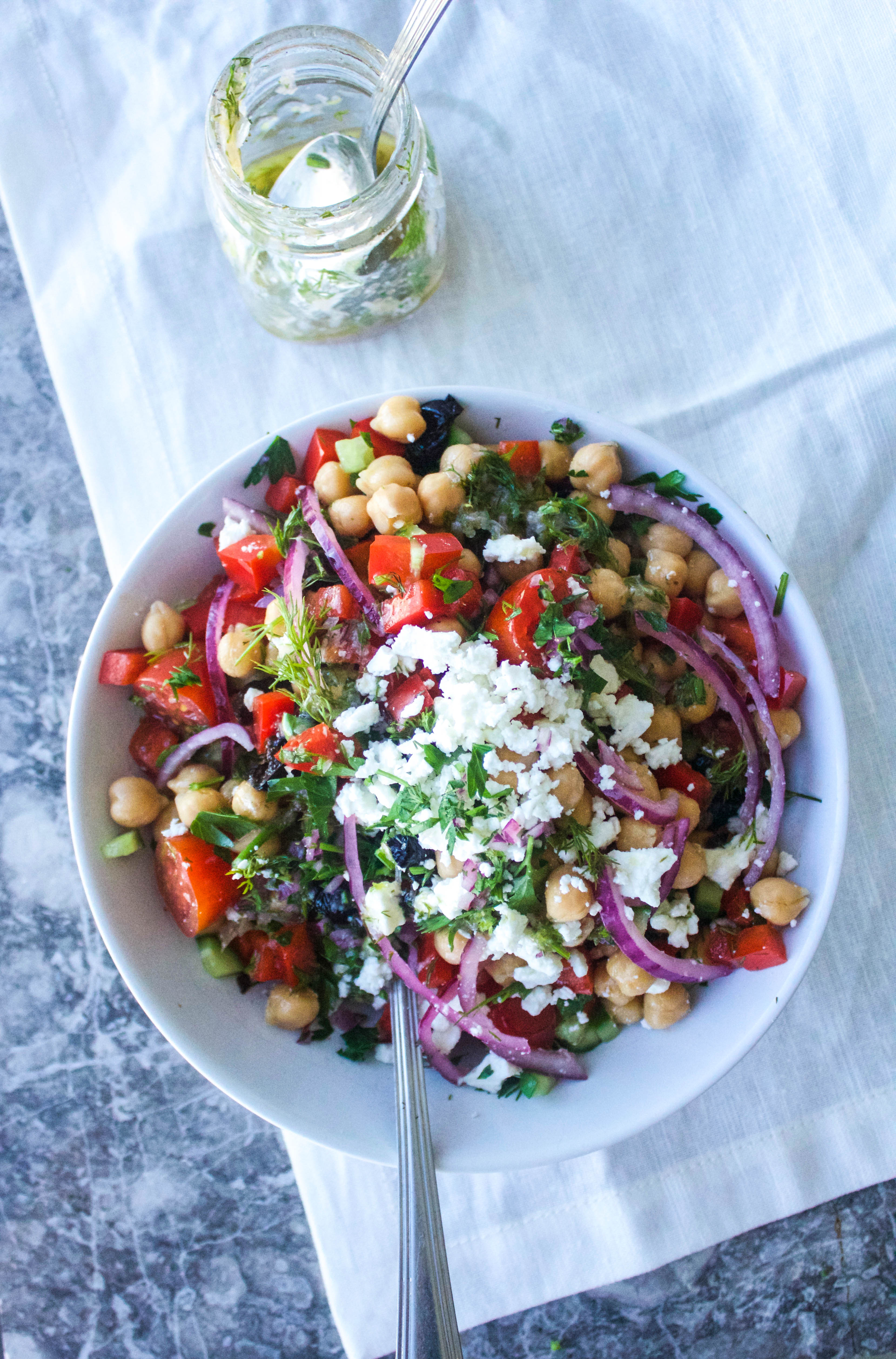 Greek Chickpea Salad with Lemony Dill Dressing | EARTH & OVEN