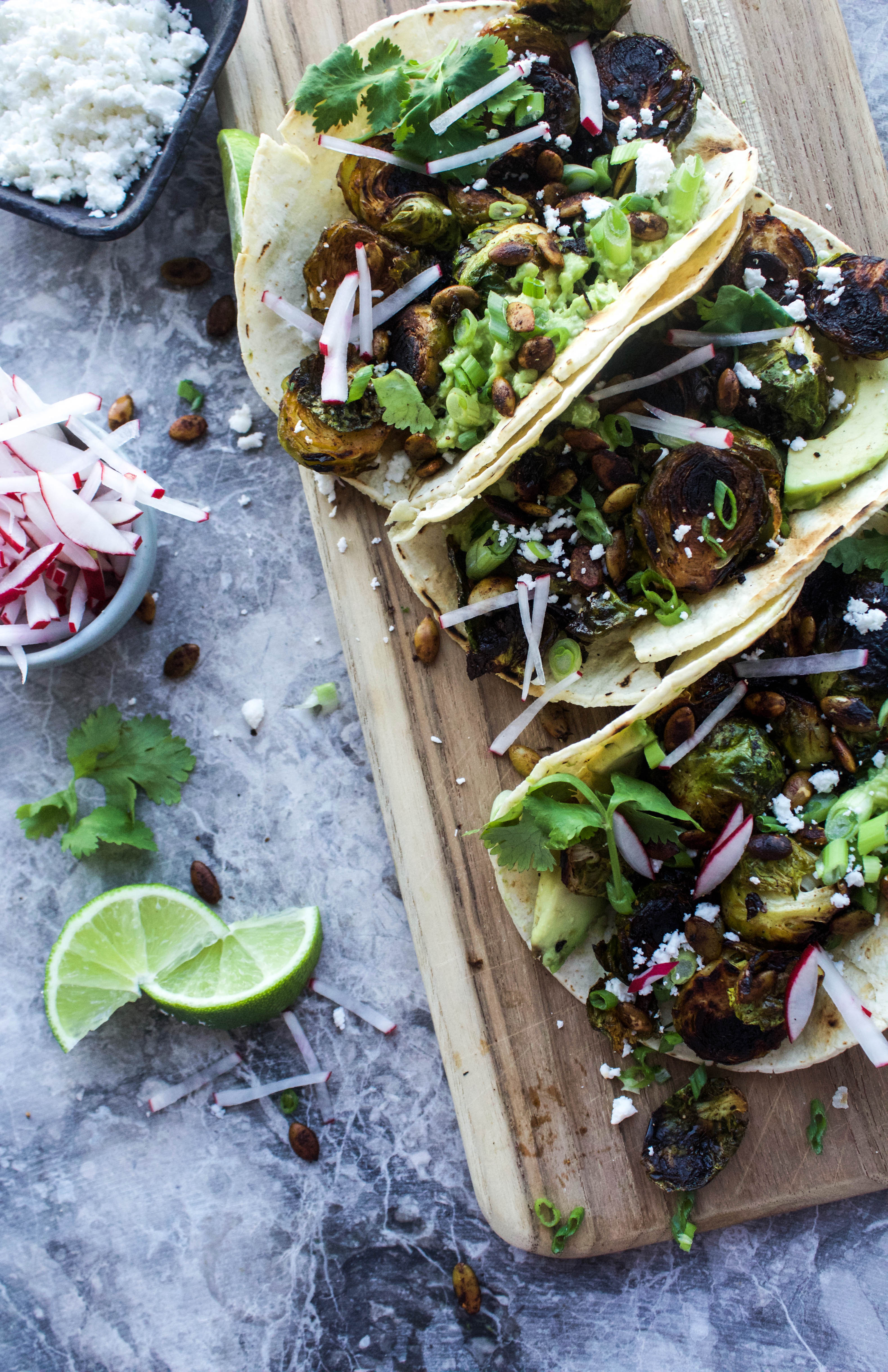 Blackened Brussels Sprout Tacos | Earth & Oven