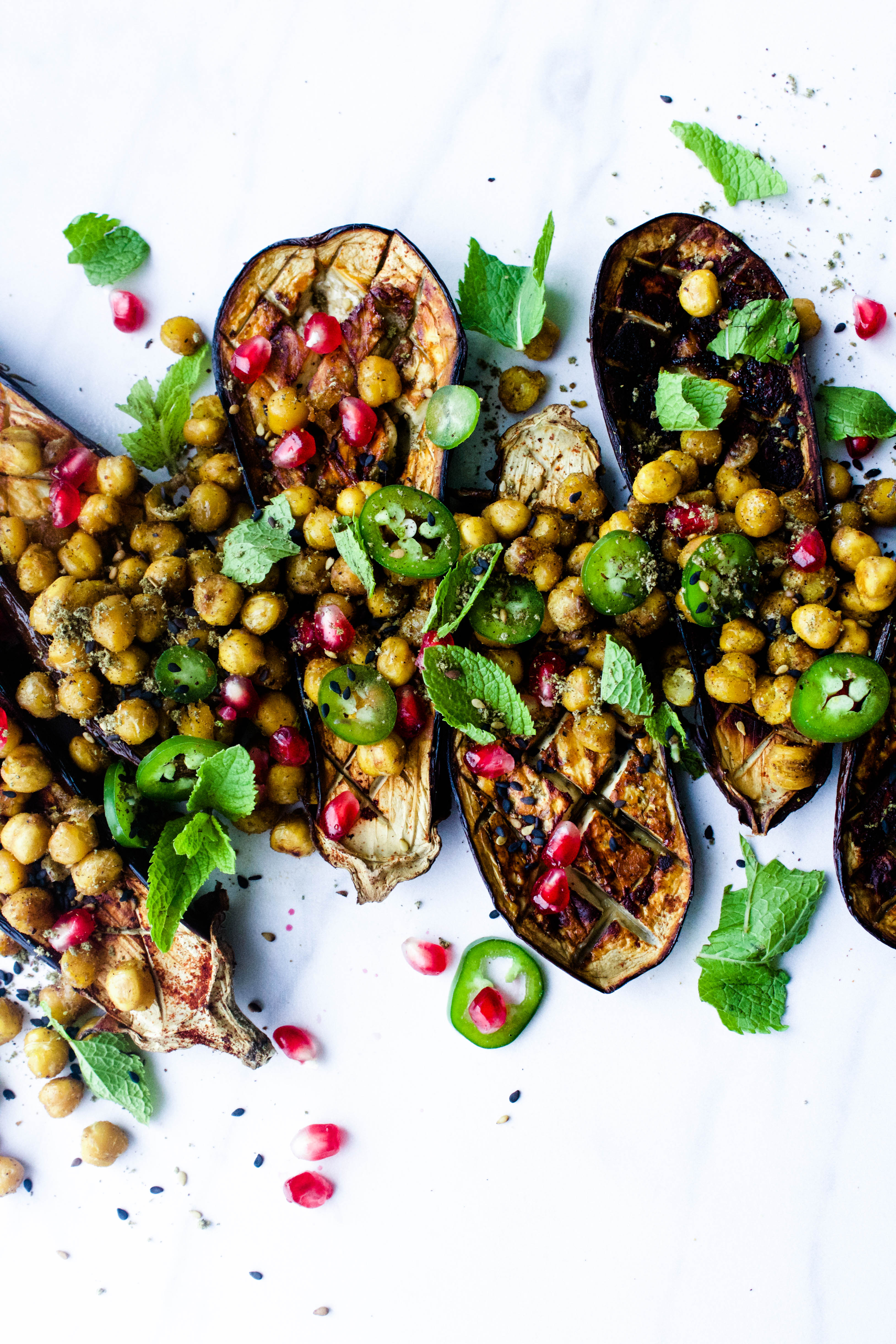 Charred Eggplant w/ Curried Chickpeas