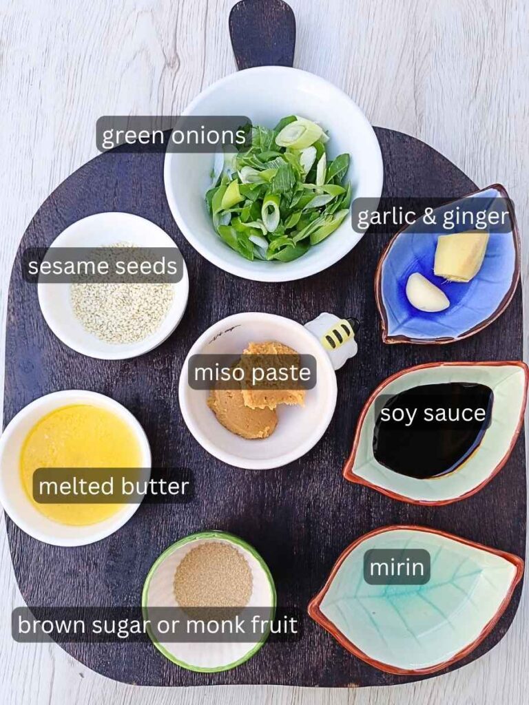 labeled ingredients for the miso glaze