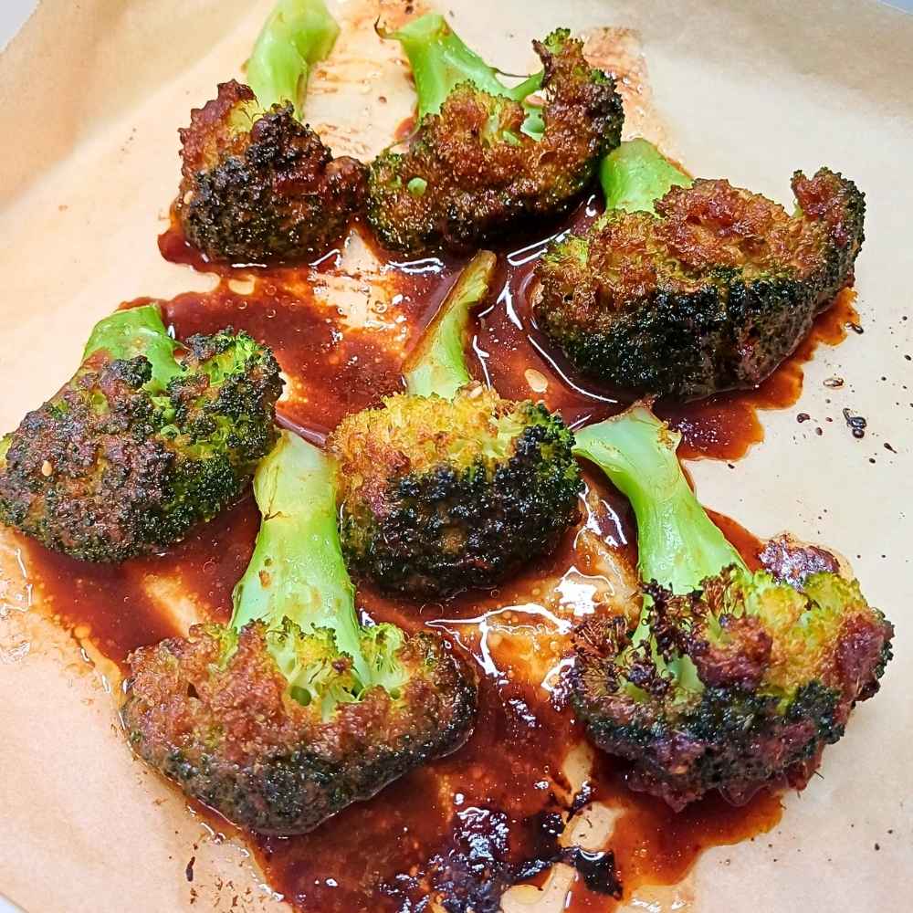 roasted broccoli with miso glaze
