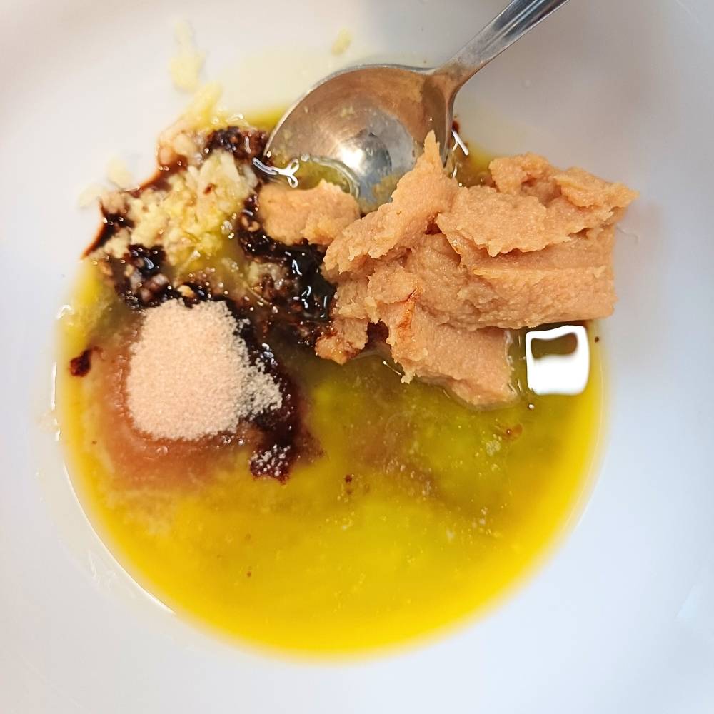 ingredients for the butter miso glaze in a bowl