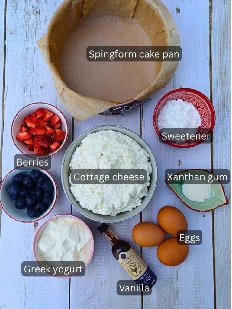 Ingredients for cottage cheese cake