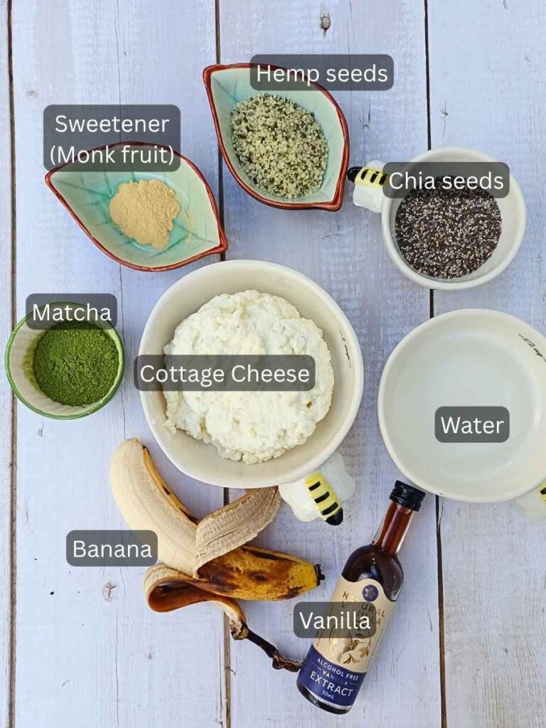 Ingredients for matcha chia pudding