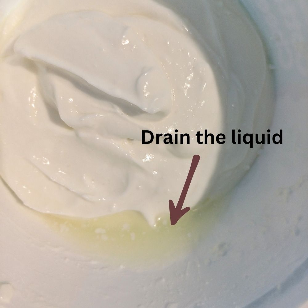 Drain the liquid from cottage cheese instructions with arrow