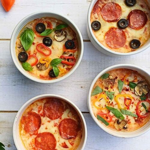 Cottage cheese pizza bowl ideas with different toppings