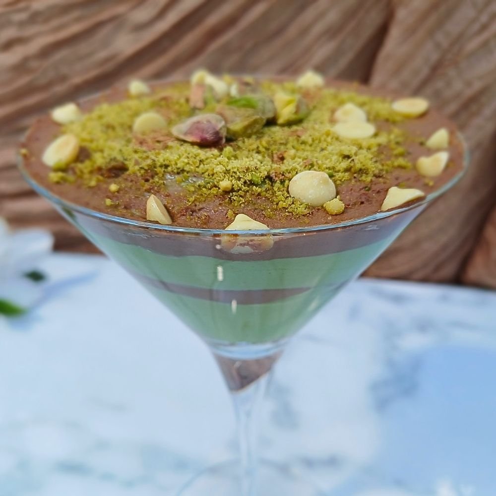 Dubai chocolate inspired cottage cheese mousse