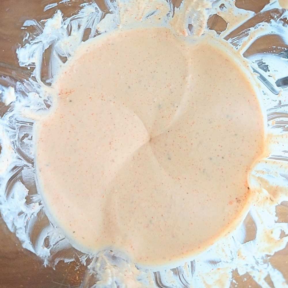 Blended cottage cheese with taco seasoning