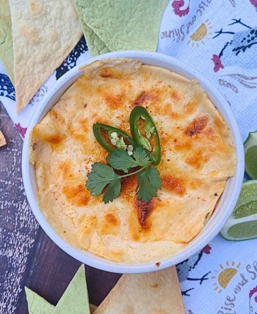 Cottage ceese queso with tortilla chips