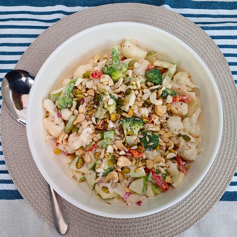 Broccoli cauliflower salad healthy vegan