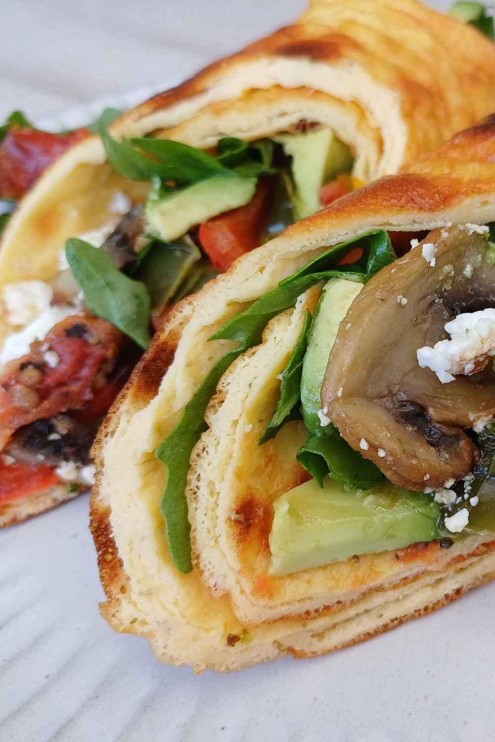 Roasted vegetables wrapped in Cottage Cheese flatbread