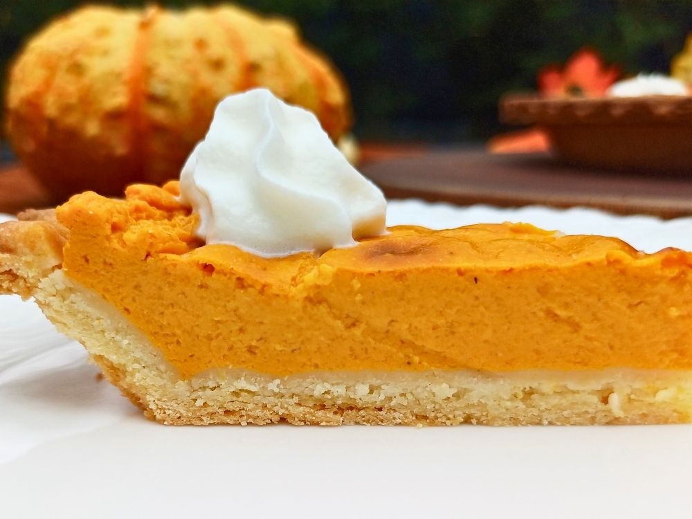 A slice of pumpkin pie