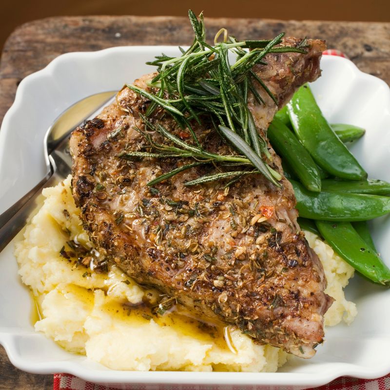 Pork chop with herbs de Provence recipe with mash potato