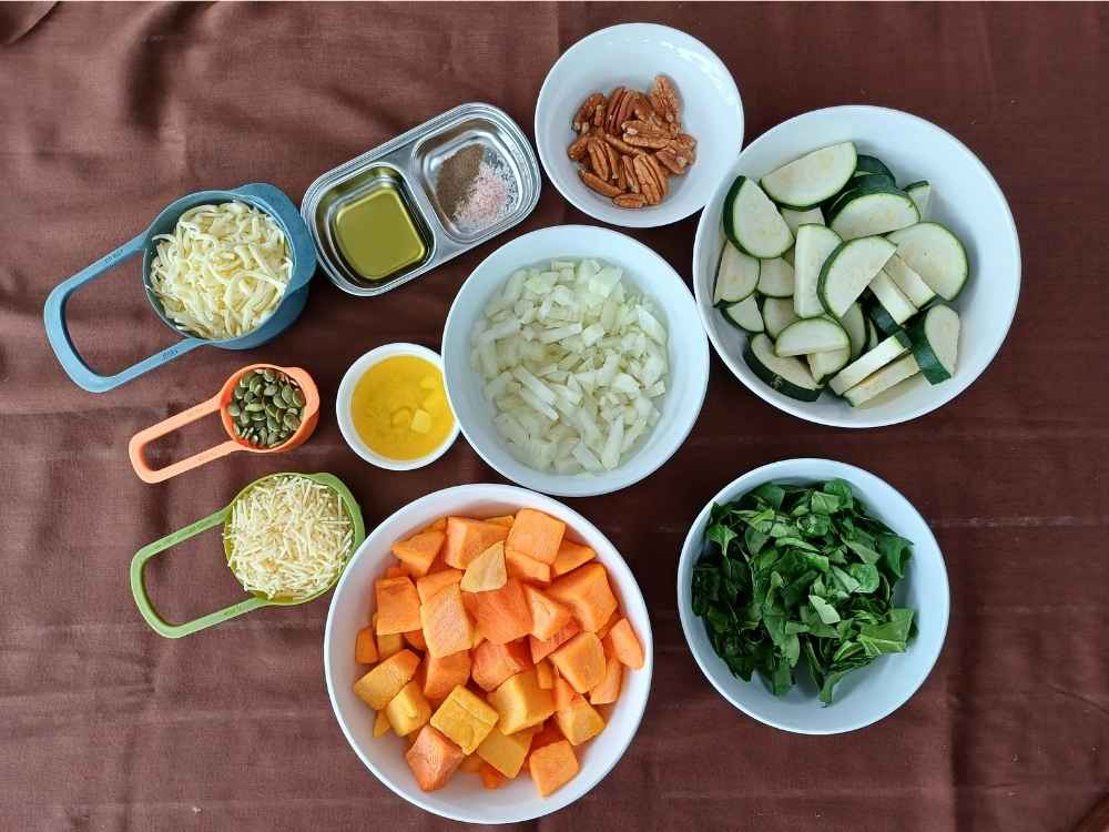 Ingredients for keto butternut squash casserole