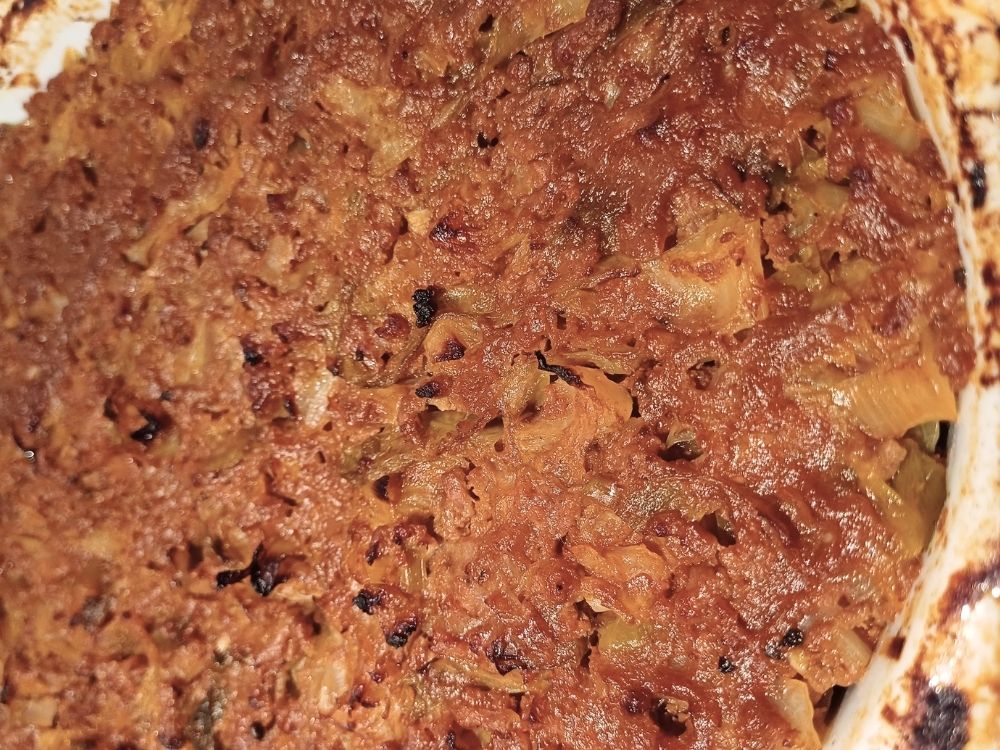keto cabbage casserole baked in the oven