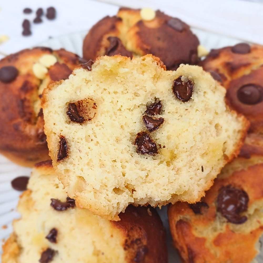 Broken chcoolate chip muffin almond flour base