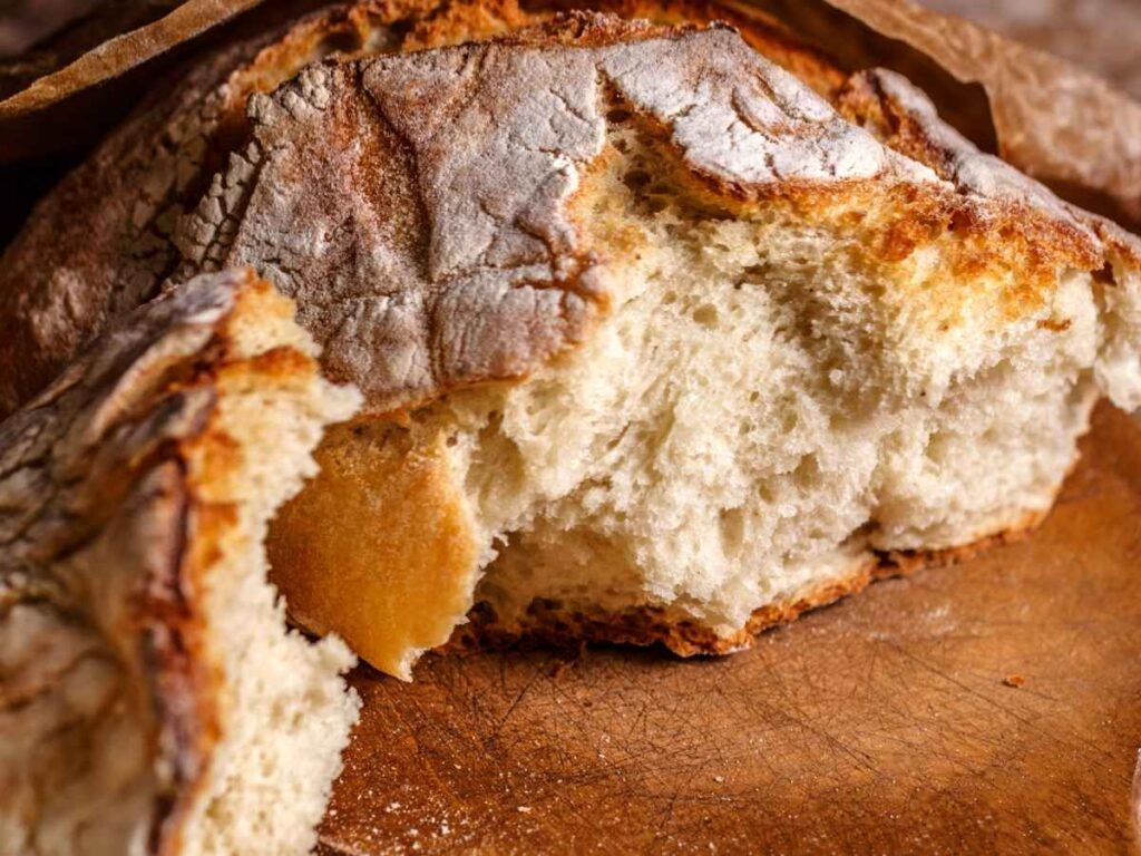 Broken sourdough loaf