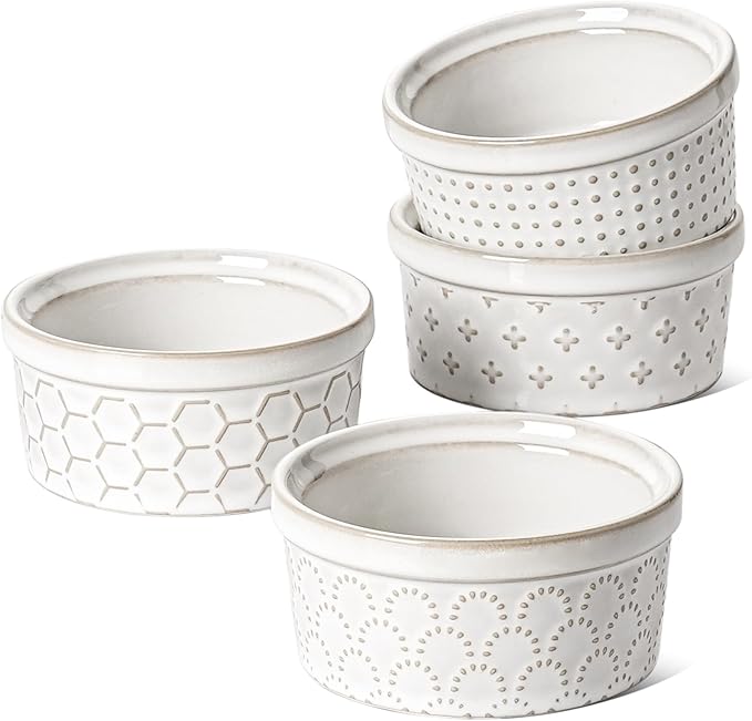 Images of white decorative ramekins from Amazon.