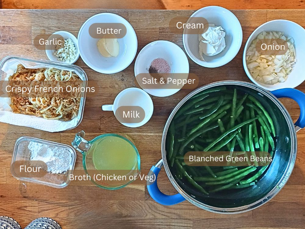Ingredients for green bean casserole recipe