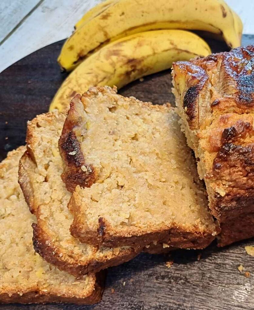Sliced banana cottage cheese bread wholewheat
