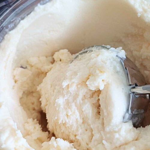healthy Ninja Creami vanilla ice cream in a pint container
