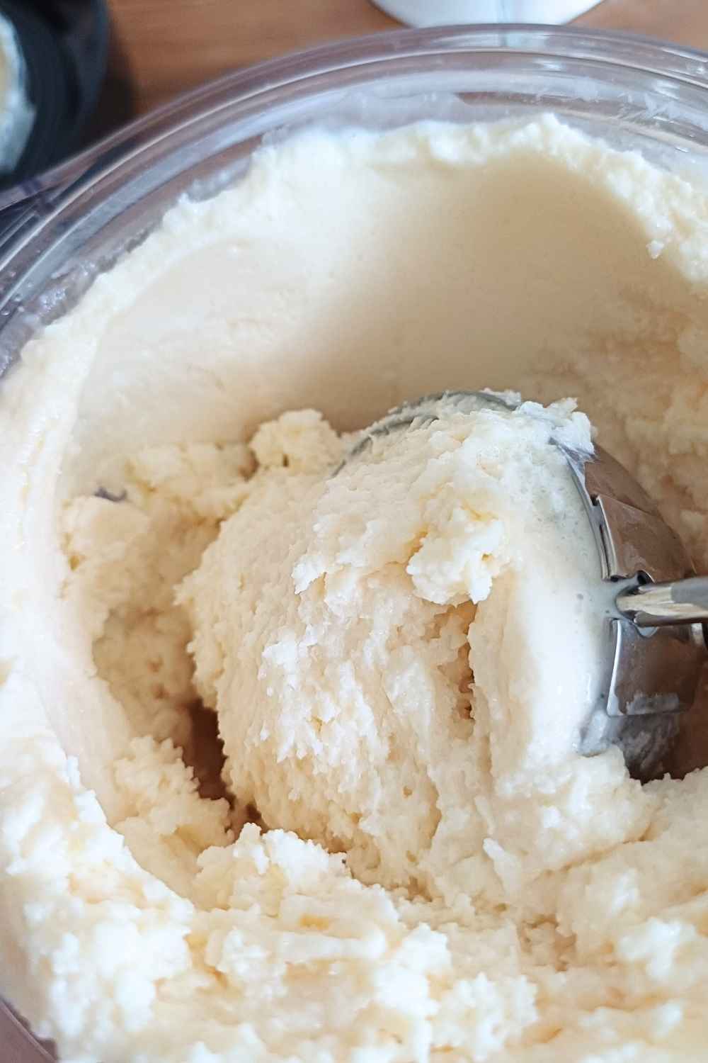 healthy Ninja Creami vanilla ice cream in a pint container