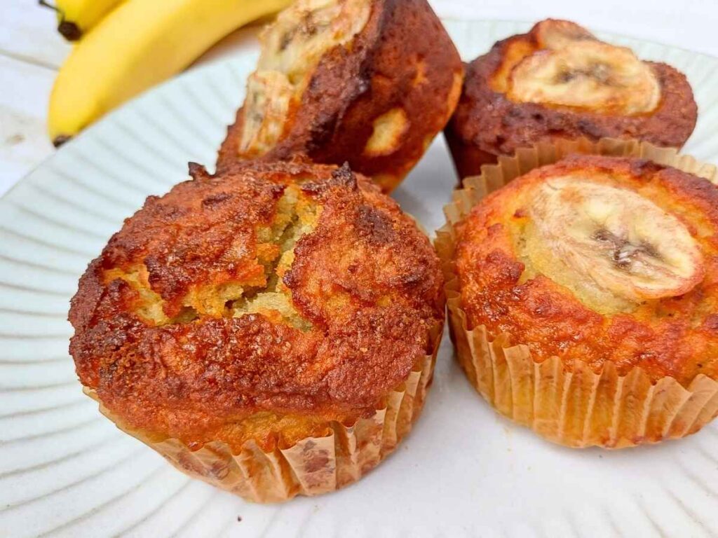 almond flour banana muffins freshly baked
