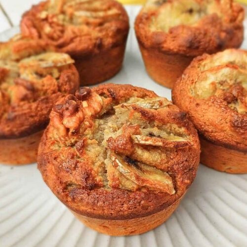 banana nut muffins with almond flour and walnuts