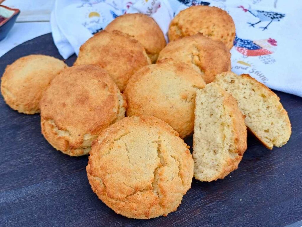Almond flour biscuits on a wooden board