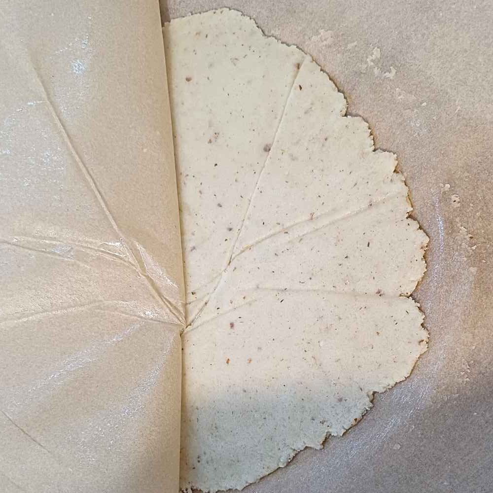 Tortilla with creases from rolling