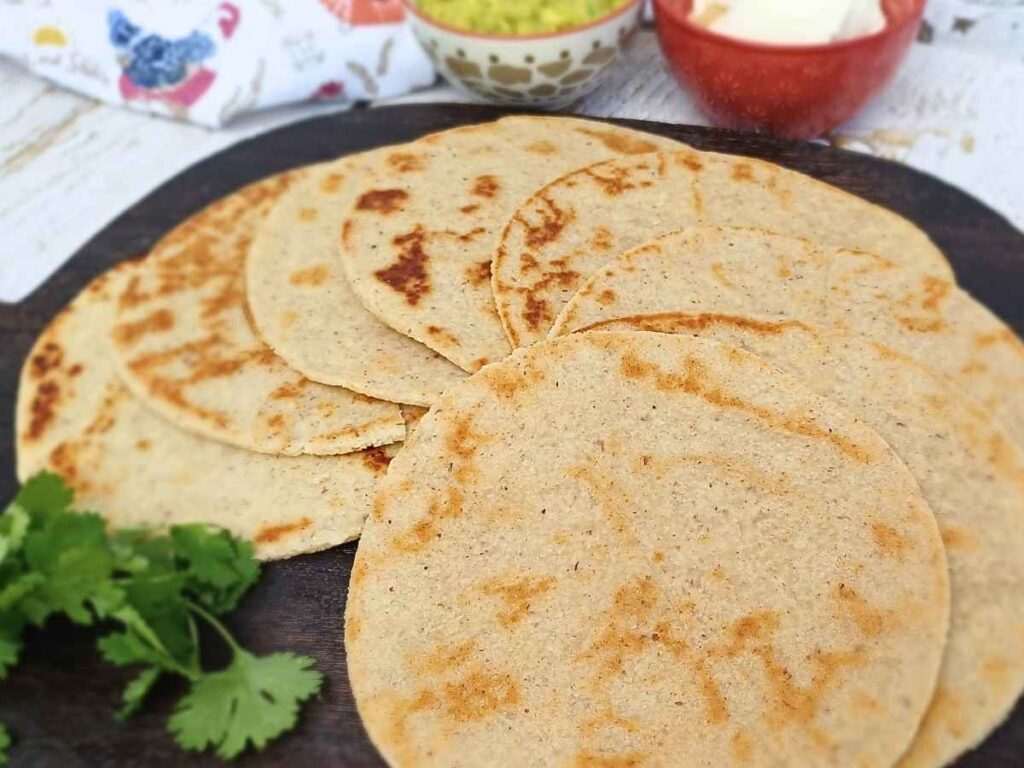 almond flour tortillas on a board