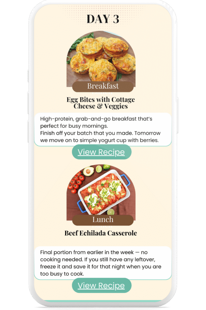 Sample page from 7-day high-protein low-carb meal plan PDF free download