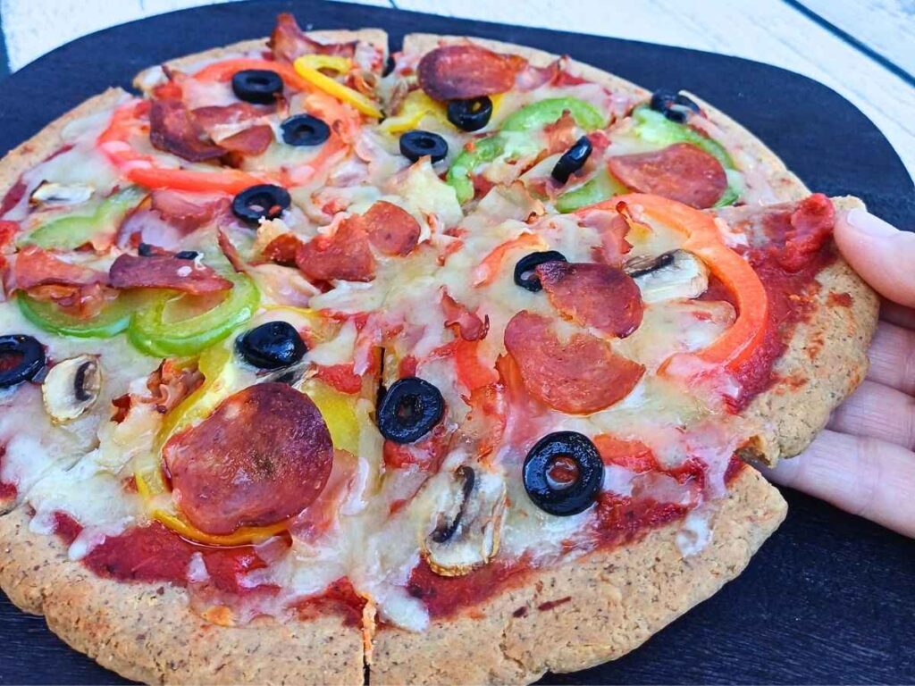 Pepperoni almond flour pizza