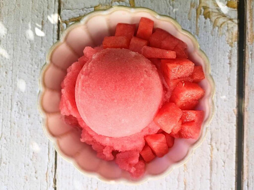 Watermelon sorbet scoop