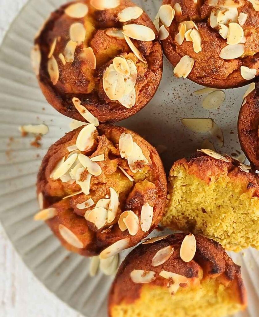 Close up of almond flour pumpkin muffins