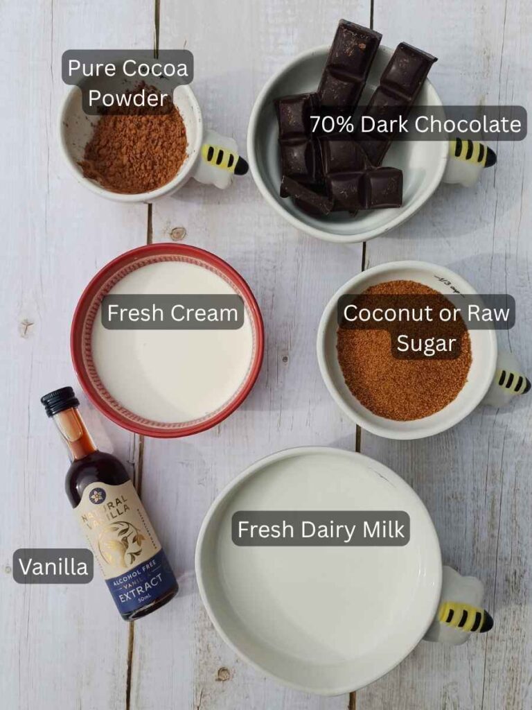 Ingredients for Ninja cheami chocolate ice cream