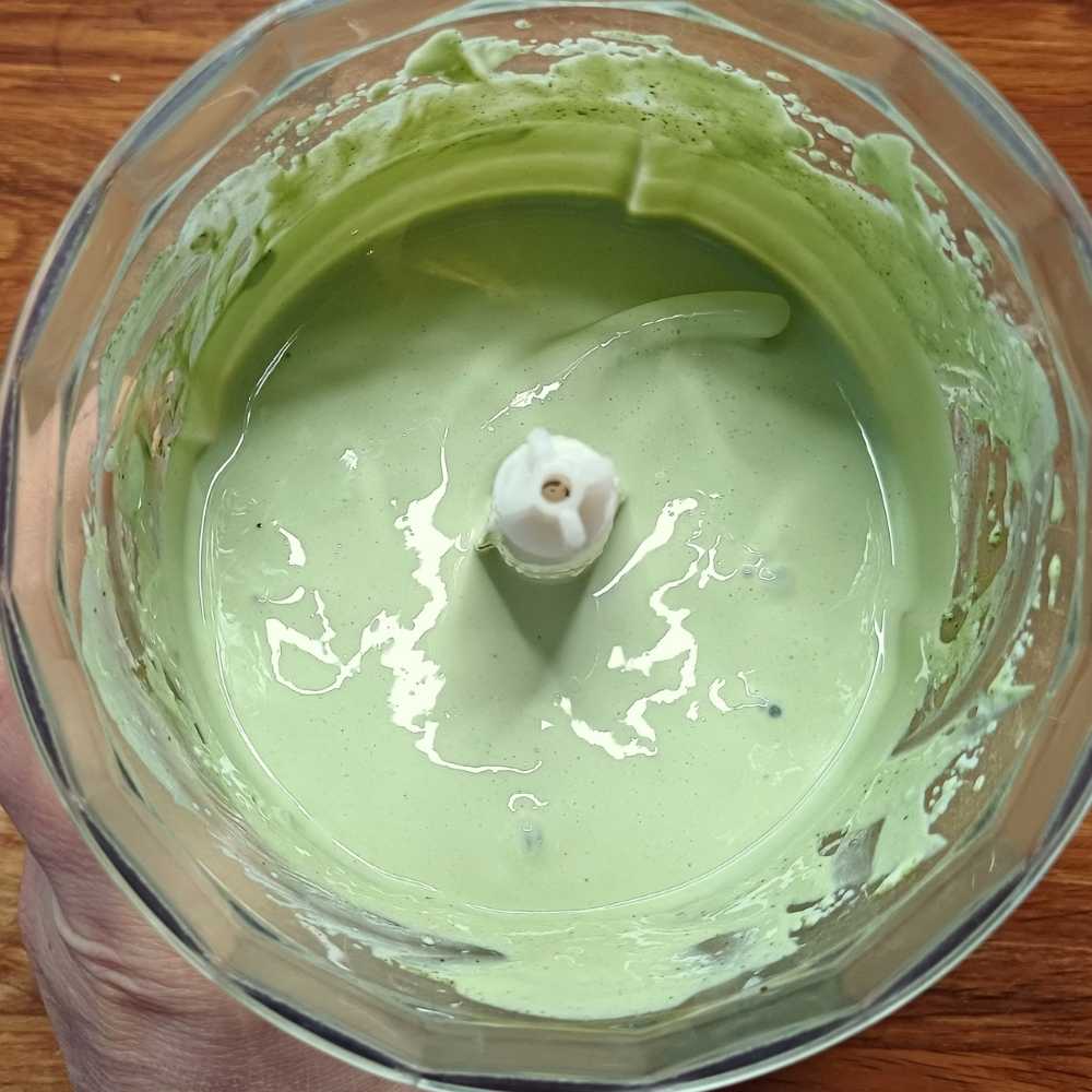 blended matcha powder and yogurt