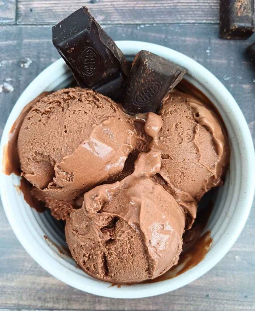 Scoops of dark chocolate ice cream