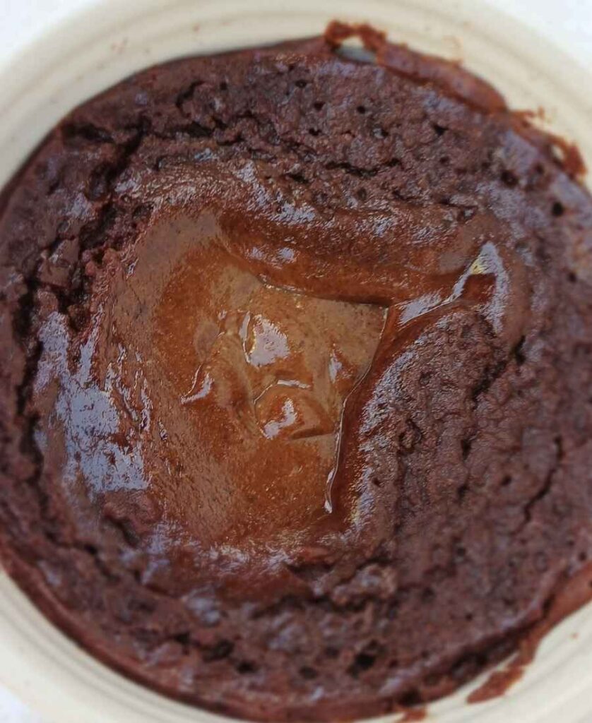 Chocolate cottage cheese mug cake without toppings