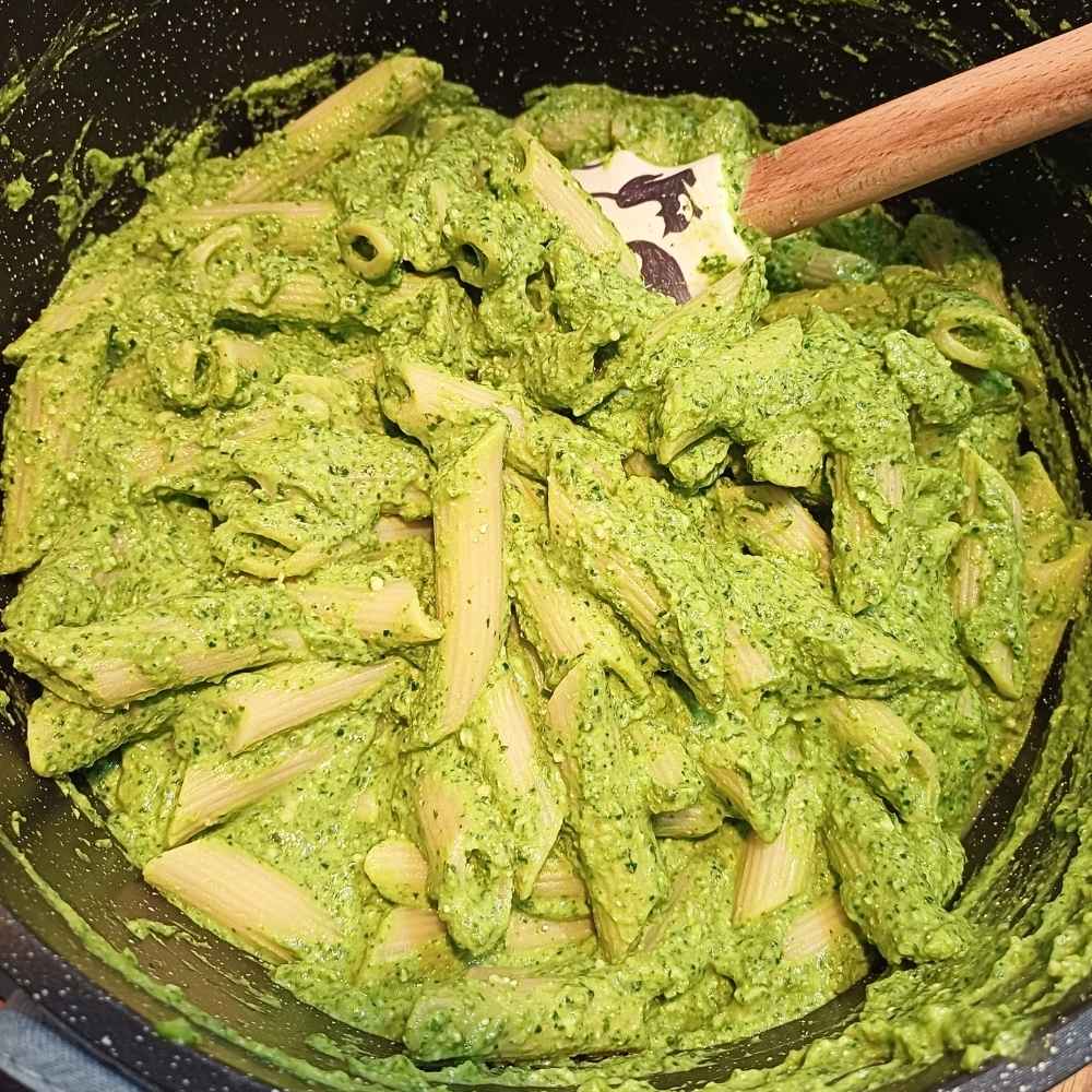 Pesto cottage cheese pasta