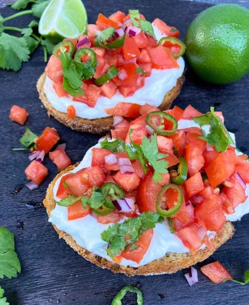 cottage cheese toast with tomato salsa