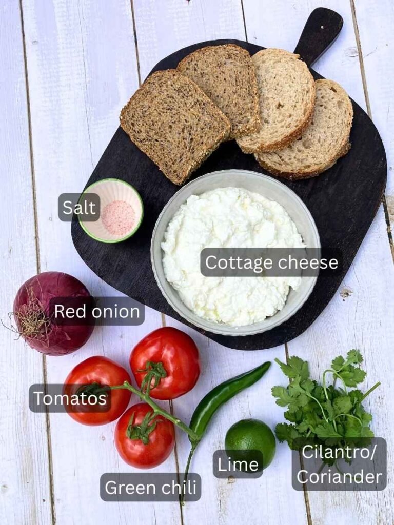 Ingredients for Pico de Gallo cottage cheese on toast recipe