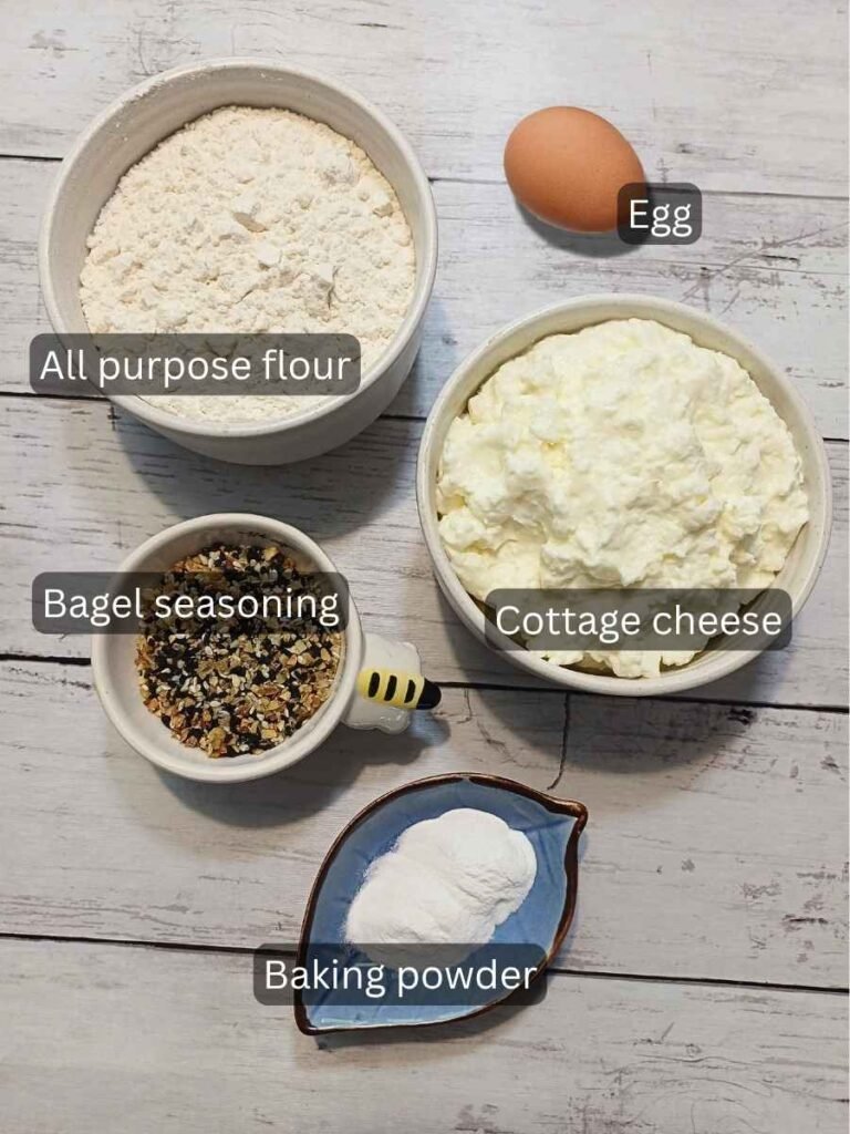 Ingredients for cottage cheese bagels